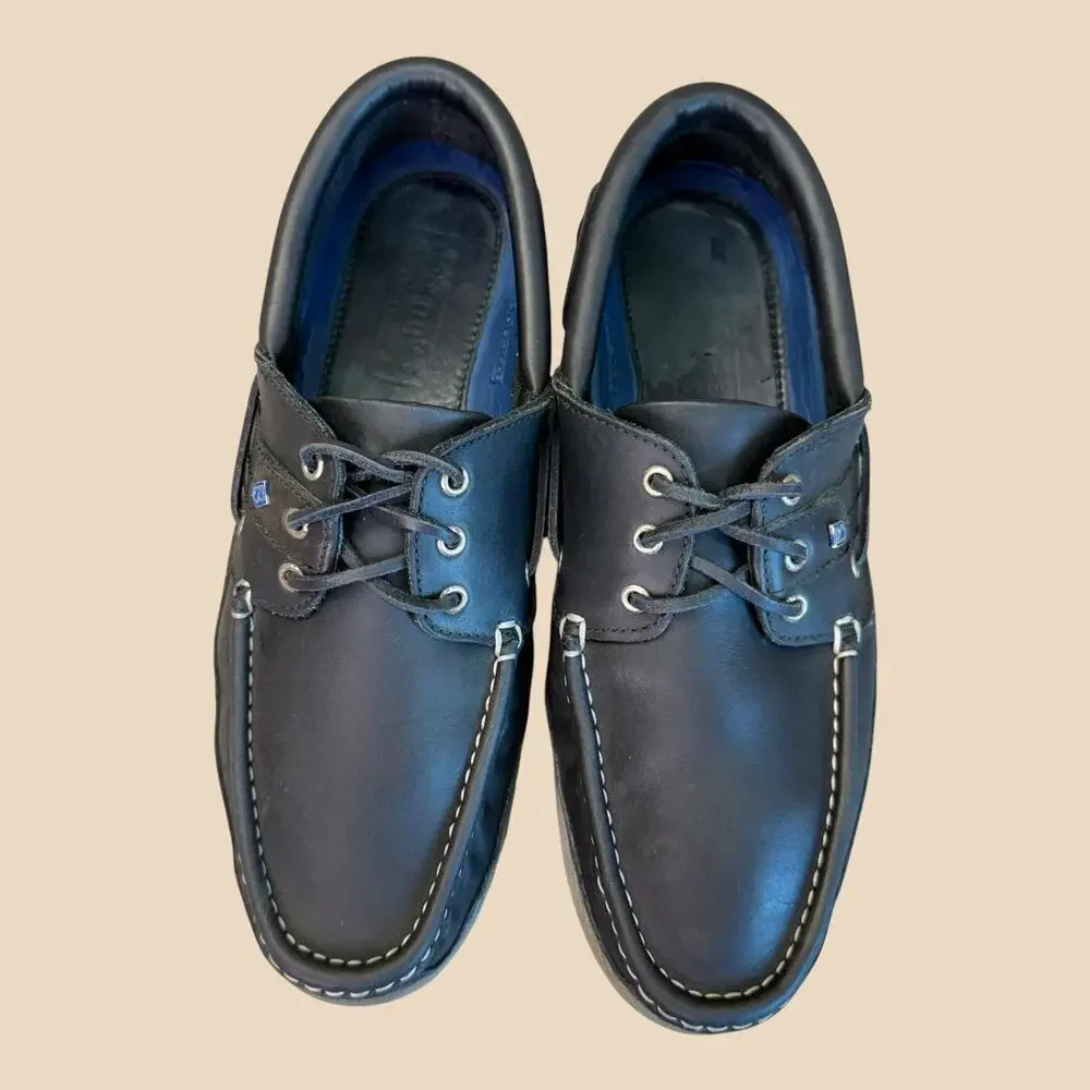 Dubarry of Ireland Mens Leather Deck Boat Shoes EU44 US10.5 Atlantic Navy Black